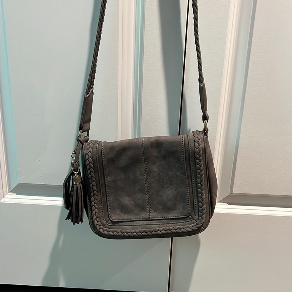 Gray Braided Crossbody Bag